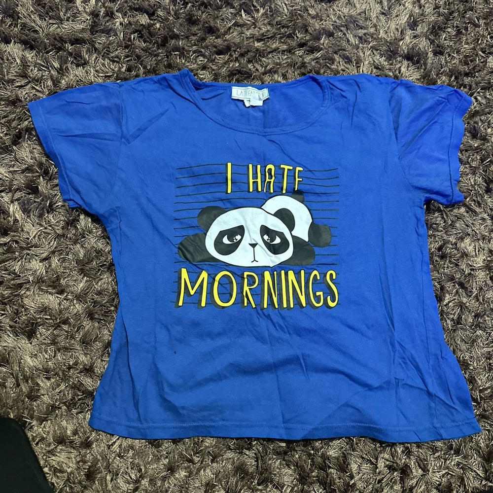 Blue Kids Panda Graphic T-Shirt